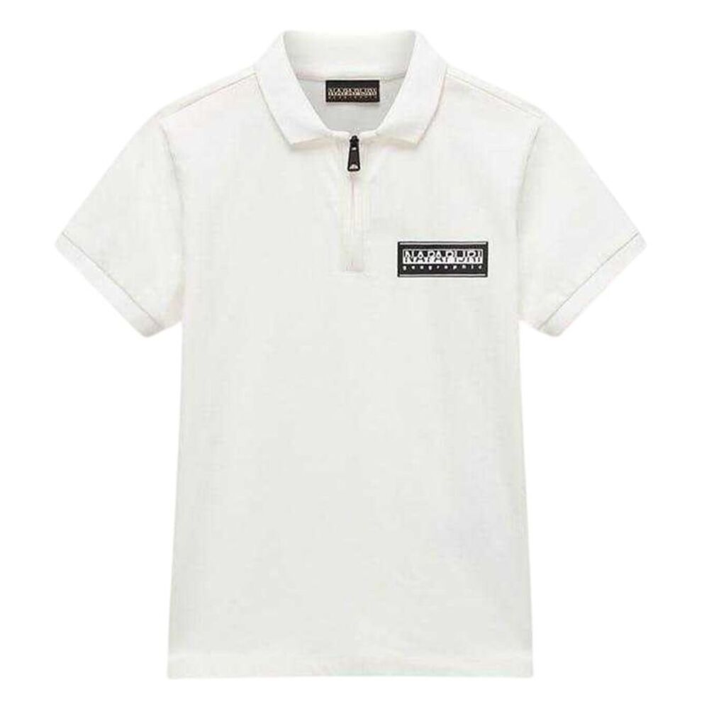 Napapijri Mens Zip Neck Regular Polo Shirt / Heron White